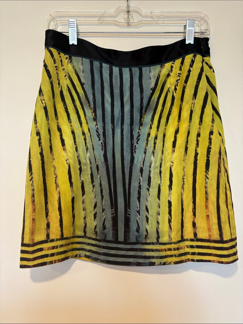 Patterned A-Line Skirt in Yellow & Teal
